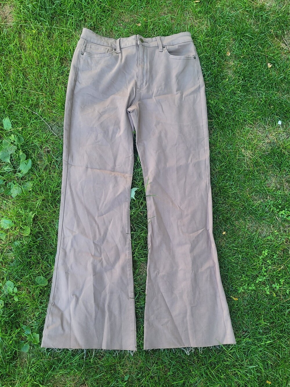 JUST USA Beige Bootcut Pants Size 31 High Rise Raw Hem